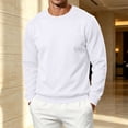 thumbnail image 6 of Mens Fleece Crewneck Sweatshirt Trendy Casual Long Sleeve Pullover Fall Winter Warm Comfy Solid Color Sweatshirt White 2XL, 6 of 6
