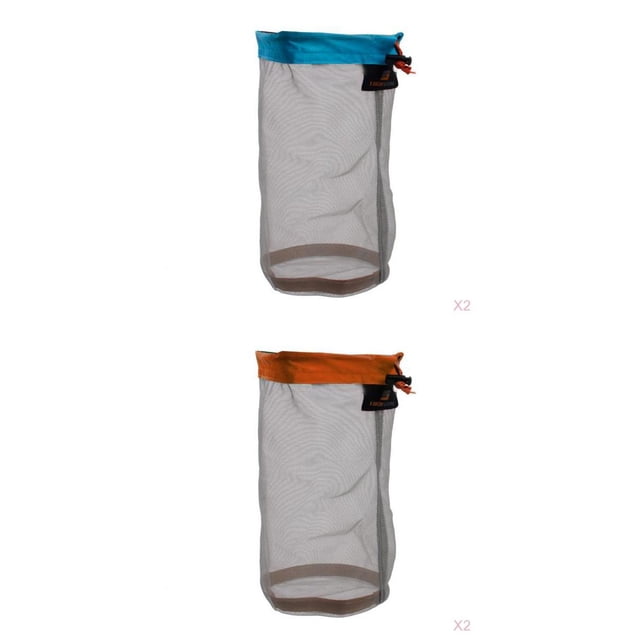Bolsa de almacenamiento de bolsa de lavandería con cordón de malla de 4 piezas para exteriores