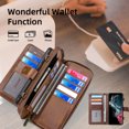 thumbnail image 3 of Feishell for Samsung Galaxy S22 Ultra 5G Crossbody Wallet Case,PU Leather Lager Capacity Detachable Cover Magnetic Buckle Card Slots Zipper Pocket Stand Phone Case with Adjustable Shoulder Strap,Brown, 3 of 8