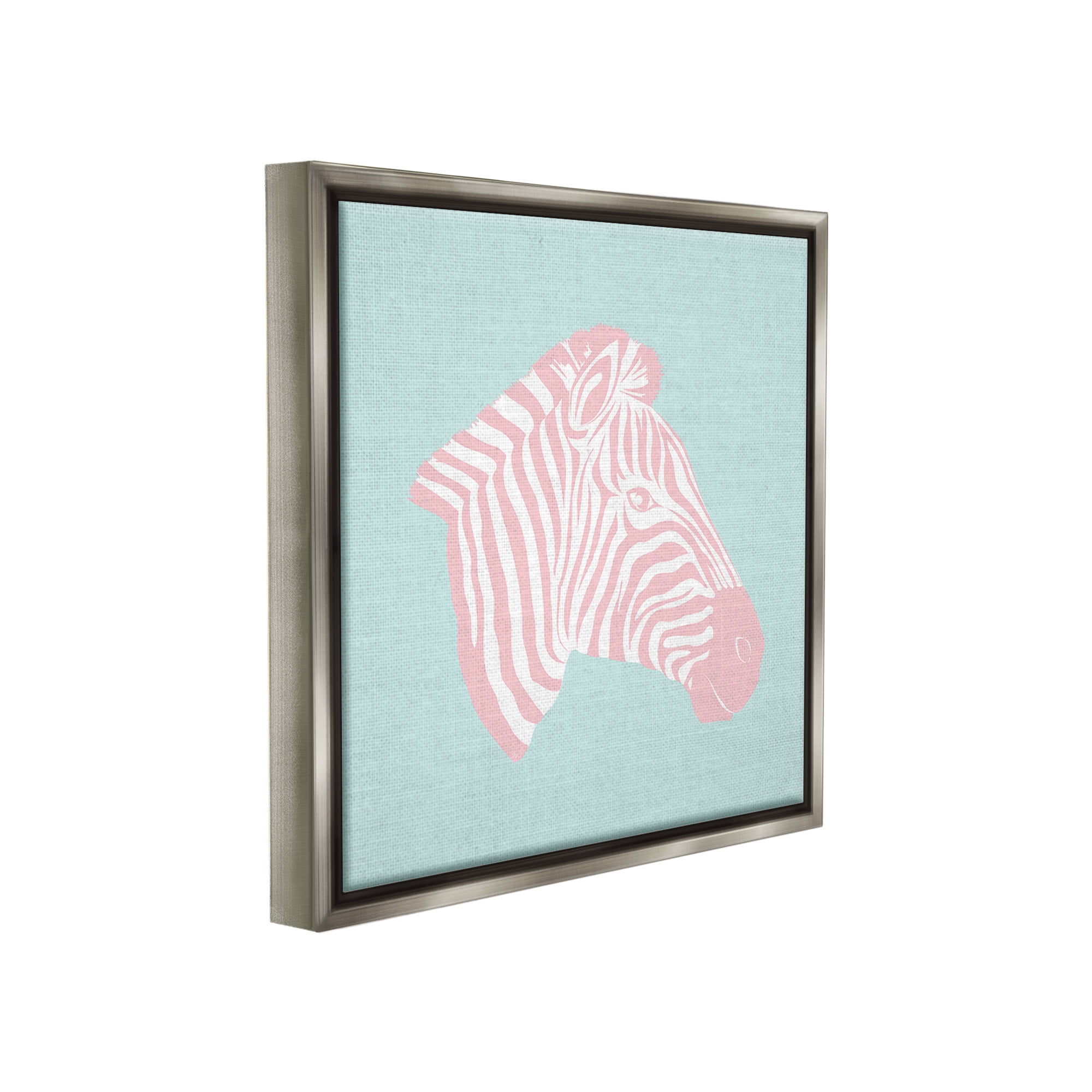 Stupell Industries Pastel Zebra Portrait Animals & Insects Painting Gray Floater Framed Canvas Art Print Wall Art, 18 x 18