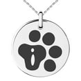 thumbnail image 1 of Stainless Steel Letter I Initial Cat Dog Paws Monogram Engraved Small Medallion Circle Charm Pendant Necklace, 1 of 1