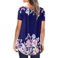 thumbnail image 3 of Camiseta de mujer con estampado floral, manga corta, cuello redondo, blusa plisada, tipo 5, XXL Yuarrent AP002482-16, 3 of 4