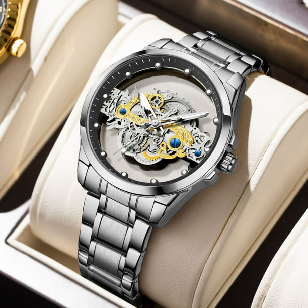 Reloj transparente completamente automático para hombre, reloj luminoso resistente al agua, reloj transparente completamente automático para hombre