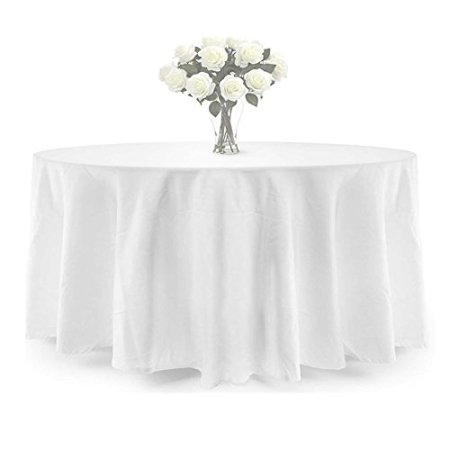 120 Inch Round Seamless White Tablecloth For Wedding Restaurant