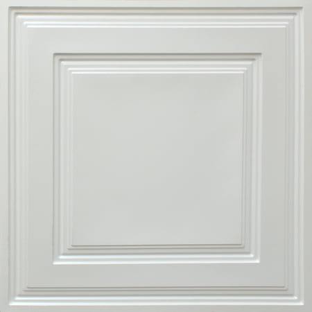 Dundee Deco's Modern Pearl White Traditional Drop In Ceiling Panels, 2 ft. X 2 ft. (4 sq ft.) each, Pack of 50