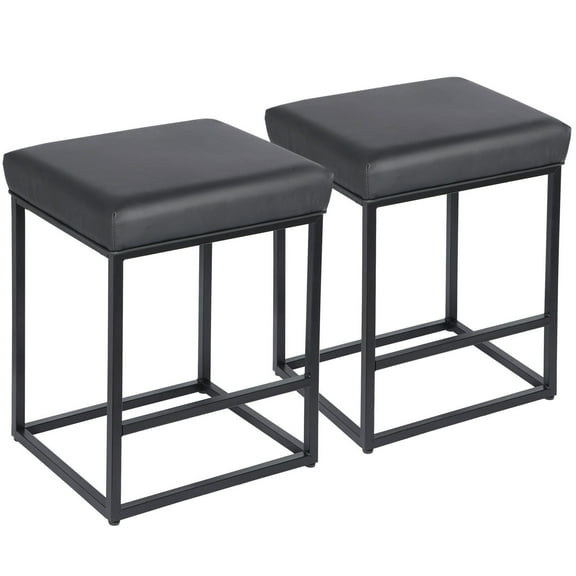 Sptwo | 24 Inch Counter Height Bar Stools Set of 2, Upholstered Bar Stools for Kitchen Island, Counter Stools with Faux Leather Cushion and Sturdy Metal Frame, Modern Barstools