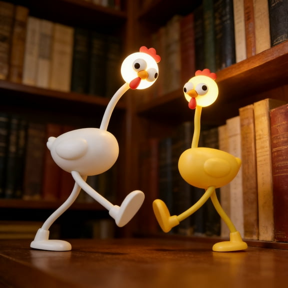Christmas Night Light, Changeable Shape Chicken, Adjustable Brightness, Yellow, 7.2"x2.83", for Home, Decor