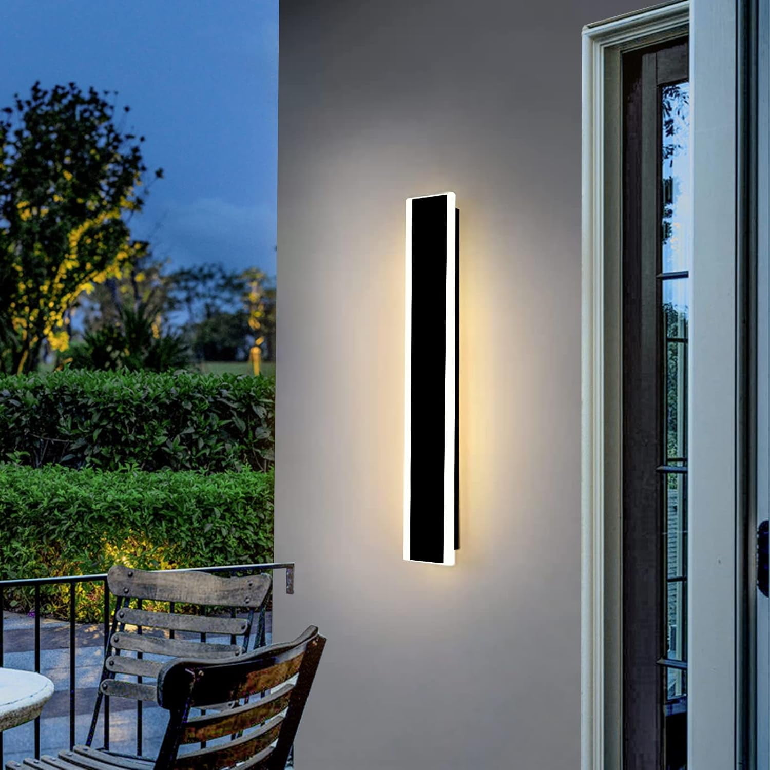 11.8inch Modern Outdoor Wall Light 3000K Warm White Linear Outdoor Wall Sconce Waterproof LED Long Outdoor Lights for Garage Garden Exterior