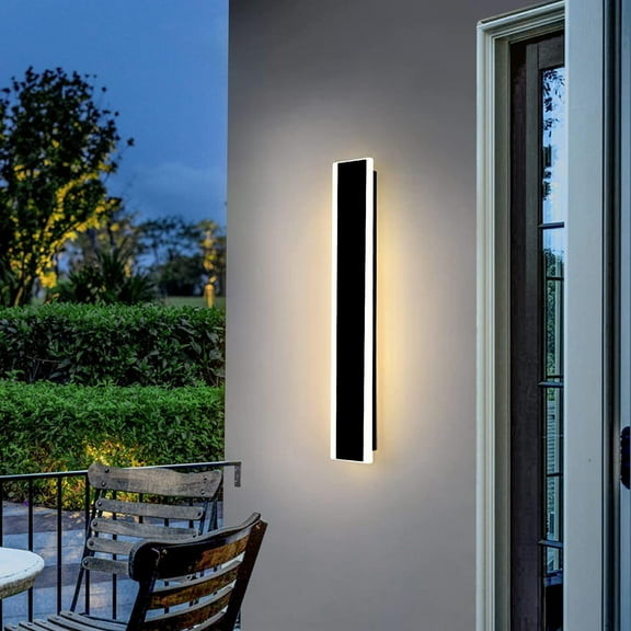 23.6inch Outdoor Wall Lights, Modern Long LED Wall Sconce, Waterproof Ip65 Garage Lights Wall Mount Frosted White Acrylic Exterior Light Fixture