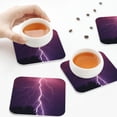 thumbnail image 7 of Pofeuu Thunderstorm Violet Purple Print Leather Coasters Set of 6, Round Cups Mugs Mat Pad for Home Kitchen Heat Resistant Drink Coasters,Square, 7 of 7