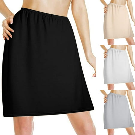 Miluxas Half Slips for Women Clearance Underskirt Short Lace Trim Above Knee Half Slip Skirt White 16-18(XL)