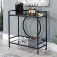 thumbnail image 5 of Pemberly Row Contemporary Metal / Glass Bar Cart in Black Finish, 5 of 14