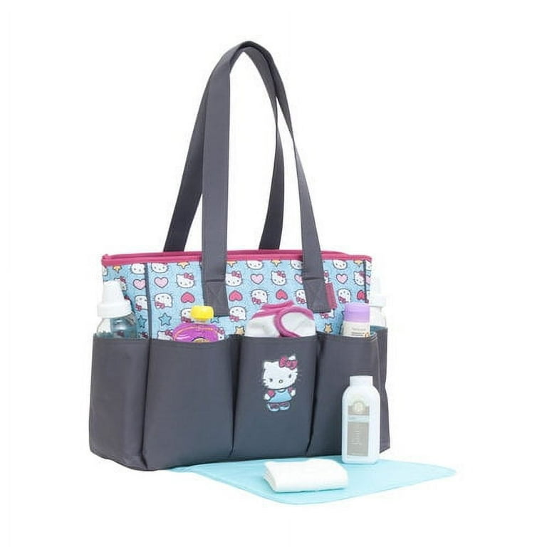 Hello Kitty Toss Print 6 Pocket Tote Diaper Bag Grey Walmart