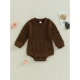 thumbnail image 2 of ZAXARRA Bébé Filles Garçons Pull Romper Couleur Unie Col Rond Manches Longues Combinaisons Automne Hiver Tricoté une Pièce Vêtements, 2 of 7