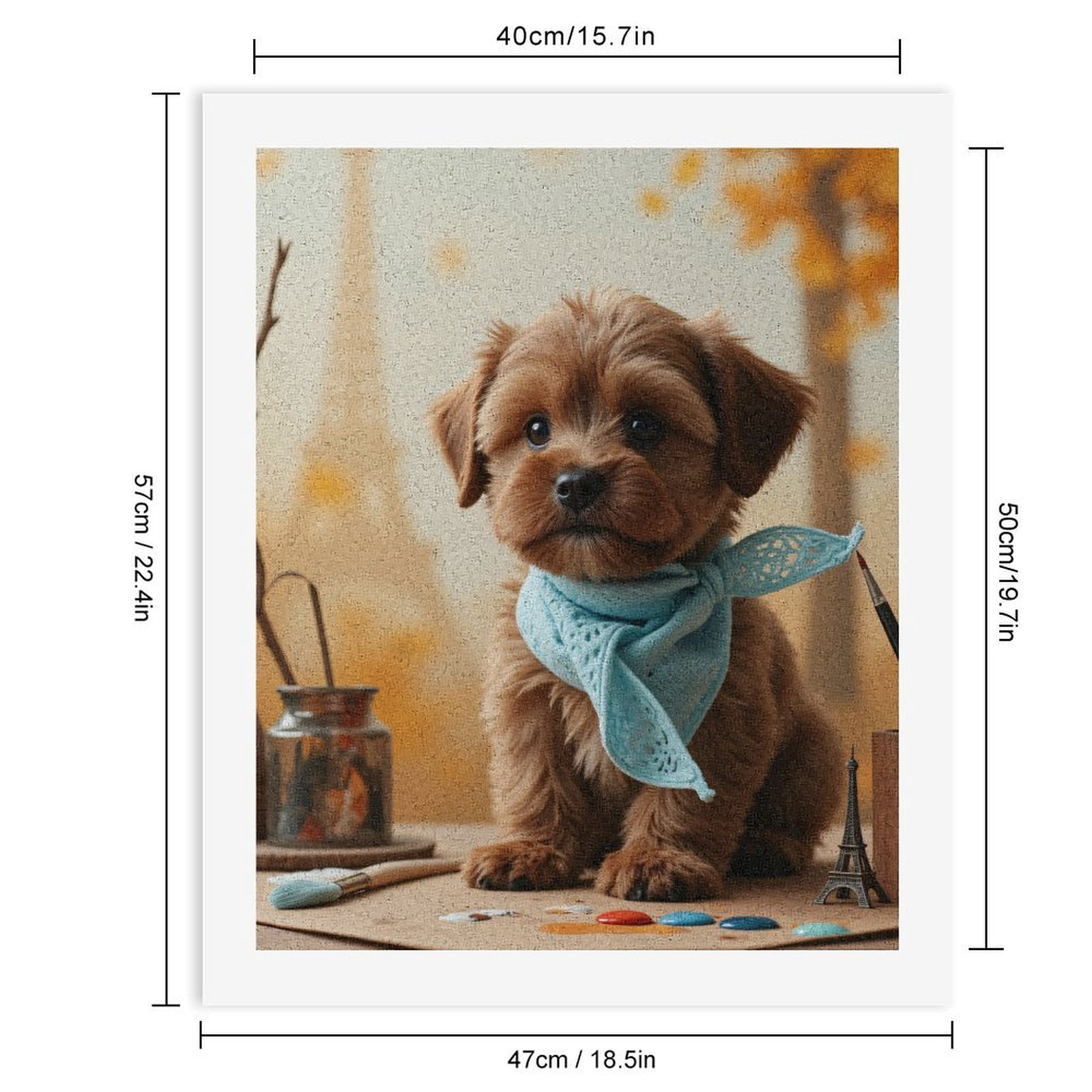 Paint By Numbers Kit for Adults Beginner - Cute Puppy Paris Scarf Painting Art DIY Canvas Painting Kits for Adults, Frameless Paint By Number for Adults for Home Wall Decor 16x20 Inch