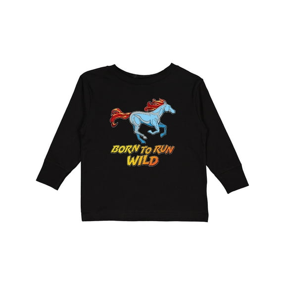 Inktastic Born to Run Wild- galloping horse Boys or Girls Long Sleeve Toddler T-Shirt
