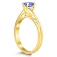 thumbnail image 2 of SZUL Women's Solitaire Oval 6X4MM Tanzanite Gemstone Twist Ring in 10K Yellow Gold, 2 of 4