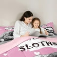 thumbnail image 5 of jejeloiu Kawaii Sloth Lovers Bedding Comforter Set,Zoo Animal Twin Comforter Sets,Pink Gray White Bedding Set For Girls,Ultra Soft Home Decor Reversible,2 Pieces, 5 of 8