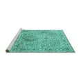thumbnail image 2 of Ahgly Company Machine Washable Indoor Rectangle Medallion Turquoise Blue Traditional Area Rugs, 2' x 3', 2 of 4