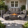 thumbnail image 2 of Jentlehouse 7-Piece Patio Furniture Set with 43'' Fire Pit Table,All-Weather Wicker Outdoor Sofa Set Patio Conversation Set for Balcony Deck Porch, 2 of 11