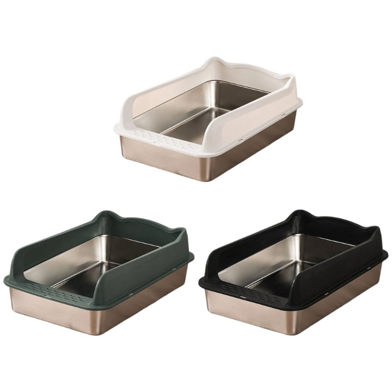 Yiran Large Capacity High Fence Anti Tracking Anti Splash Stainless Steel Cat Litter Box, Green