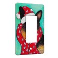 thumbnail image 1 of KuzmarK™ 1 Gang Rocker Wall Plate - Welsh Corgi in Santa Hat and Scarf Christmas Dog Art by Denise Every, 1 of 1