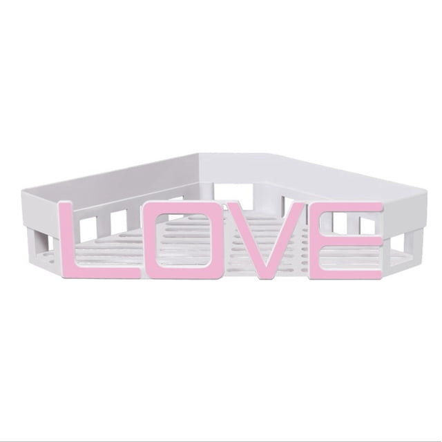 Coofit Bathroom Shelf Self Adhesive Love Pattern Shower Shelf Bathroom Storage Rack