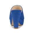 thumbnail image 2 of BLISSFUL STEP Women's Shoes Chunky Platform Open Toe Slides Block Heel Sandals Deep Blue 7, 2 of 7