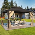 thumbnail image 5 of Hommow 10'x12' Hardtop Gazebo, Permanent Galvanized Steel Metal Double Roof Aluminum Pavilion, 5 of 9