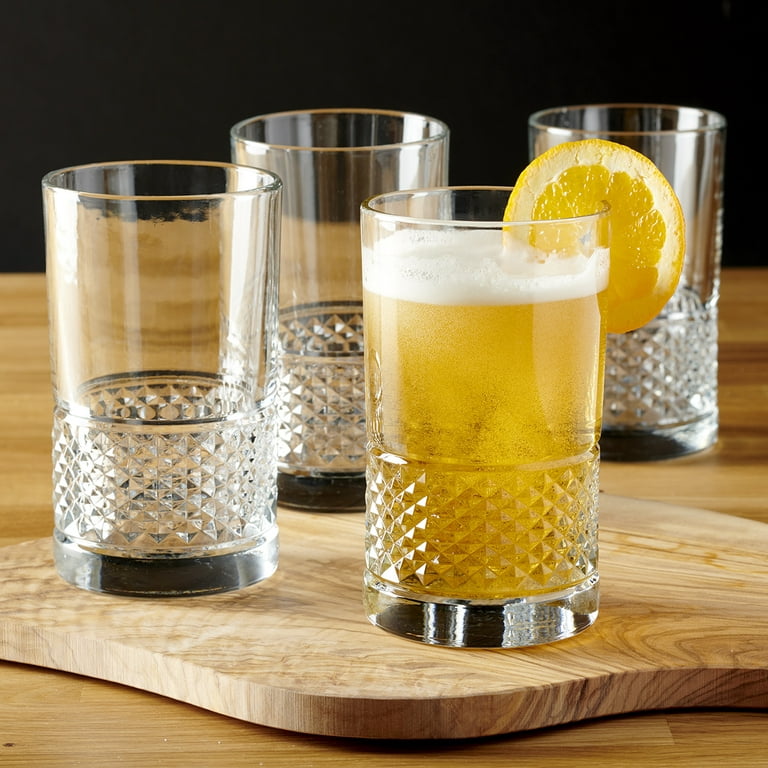 Glasstar Bar Set 6 Highball Glasses with Stand, Tray Stand and Highball  Glasses Set, Juice and Water Drinkware, Elegant Barware Gift