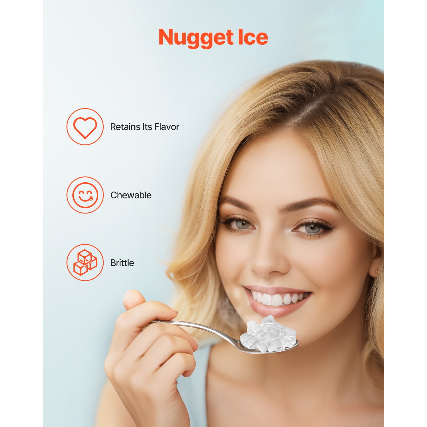 KFFKFF37lbs/24H Countertop Ice Maker Nugget Ice Maker Self-Cleaning Portable Ice Maker with Ice Scoop & Drip Tray