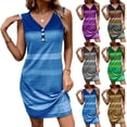 thumbnail image 1 of Gspmoly Robe d'Été, Robe Débardeur Décontractée Sans Manches pour Femmes à Col Rond, Robe d'Été à Imprimé Rayé pour la Plage, Robes d'Été pour Femmes Offres Prime, 1 of 6