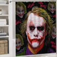 thumbnail image 4 of Juego de 4 cortinas de ducha Joker con alfombrillas antideslizantes, tapa de inodoro y alfombrilla de baño, cortina de ducha impermeable con decoración de dibujos animados para baño con 12 ganchos,, 4 of 8