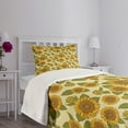 thumbnail image 5 of Ambesonne Vintage Quilted Bedspread Set 2 Pcs, Funky Style Sunflower, Twin Size, Green Yellow, 5 of 6