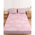 thumbnail image 2 of Full Size Fitted Sheet Set - Pink Wildflowers 3 Piece Bedding Sets 16" Deep Pocket Fitted Sheet with 2 Pillowcases, White Dandelion Flowers Rustic Spring Brushed Microfiber Hotel Luxury Bed Sheets, 2 of 9