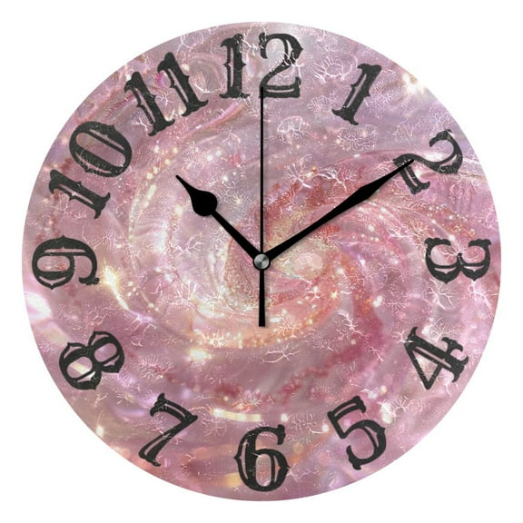 A Pink Spiral 10 inch Wall Clocks Non Ticking Easy to Read Battery Decorative for Home Bathroom Kitchen Bedroom Living Room