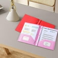 thumbnail image 5 of Multicolor Plastic Folders with Prong Fasteners, Large Capacity Folders with Pockets and Card Slot, for Home School Office (Pink), 5 of 5