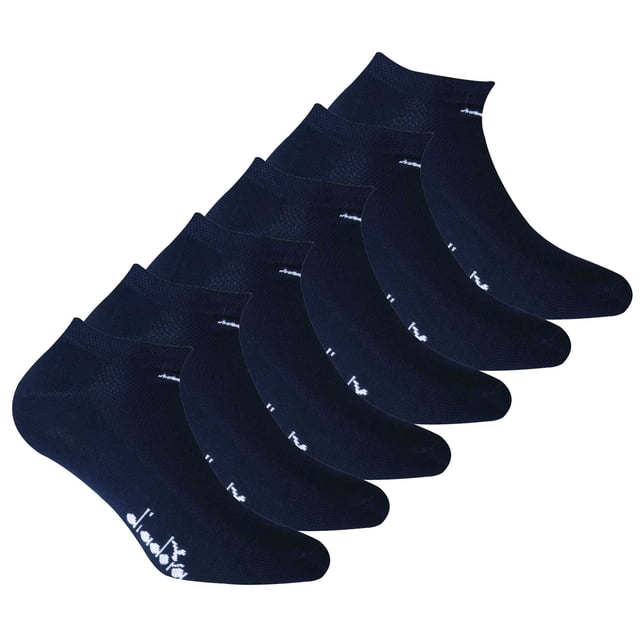 Diadora Calcetines de Deporte Unisex, Paquete de 6 - Calcetines, Algodón Mercerizado, Logotipo, color sólido Azul oscuro 35-38
