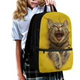 thumbnail image 3 of Uourmeti Spacious Interior Student Bookbag for Shopping Outdoor, 17 Inchs Smooth Zippers School Backpack, Cat Print Design, 3 of 6