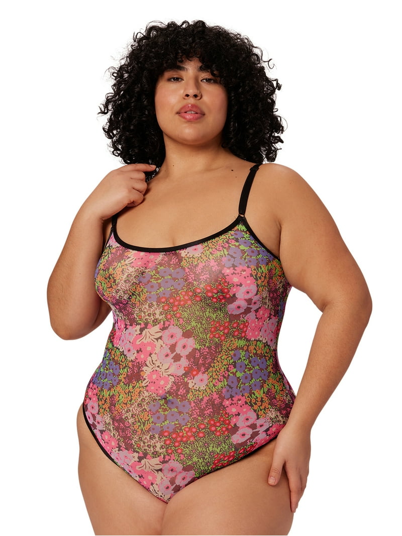 Parade Sheer Mesh Bodysuit with Snap Closure, Sizes XS to 3XL