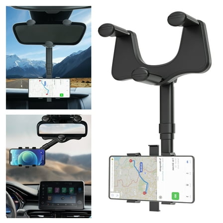 Rear View Mirror Phone Holder, Rotatable and Retractable Car Phone Holder, Phone Mount for Car, Universal Car Phone Holder Mount for 4-7 Inch Phones