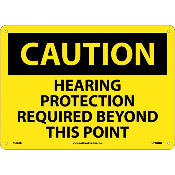 NMC Signs C516Rb, Caution Hearing Protection Required Sign, 10 X 14, Rigid Plastic .050