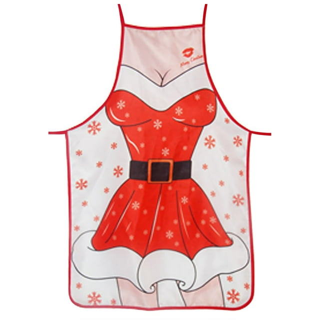 Dsscvnef Christmas Apron with Festive Cloth Printing Decoration Cartoon Design for Holiday Cooking Baking Party Wear