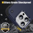 thumbnail image 2 of DeCase Military-Grade for iPhone 15 Pro Max Case - Heavy-Duty Drop Protection, Slim Hard Back Cover with Invisible Kickstand Rugged Shockproof Cover Case, Navy Blue, 2 of 7
