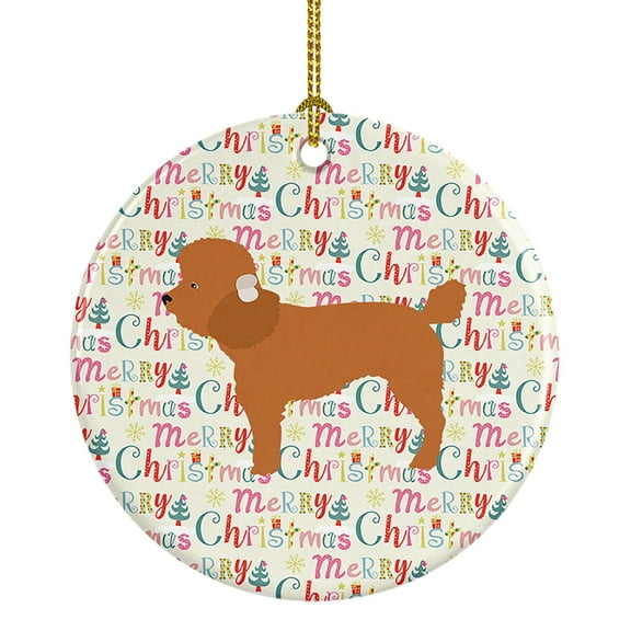 Toy Poodle Merry Christmas Ceramic Ornament 2.8 in x 2.8 in