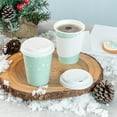 thumbnail image 3 of Restpresso 12 oz Blue Christmas Snowflakes Paper Single Wall Coffee Cup - with White Lid - 3 1/2" x 3 1/2" x 4 3/4" - 400 count box, 3 of 10