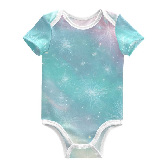 Glowing Crystals Candy Colored Aurora Pure Cotton Bodysuit Short Sleeve Pajamas One-Piece Romper Unisex 3 Months