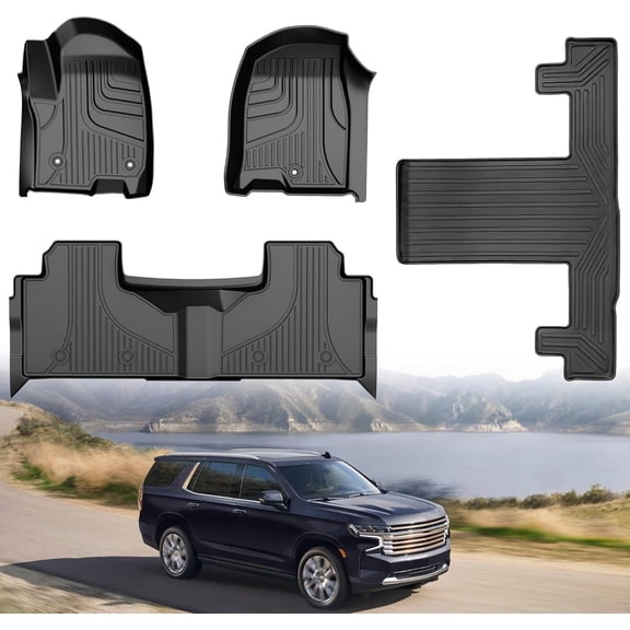 IKABEVEM Car Floor Mats for Chevrolet Tahoe 2021-2025 All Weather TPE Rubber Floor Liners Protection