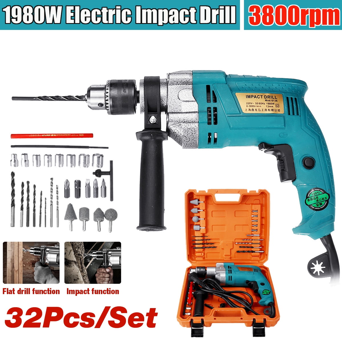1x 13mm Black Keyless Power Drill Chuck Impact Driver Replacement For Makita DIY