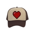 thumbnail image 1 of Men's 80's Retro Large 8 Bit Pixelated Heart Gamer Trucker Hat, Khaki/Brown, 1 of 2